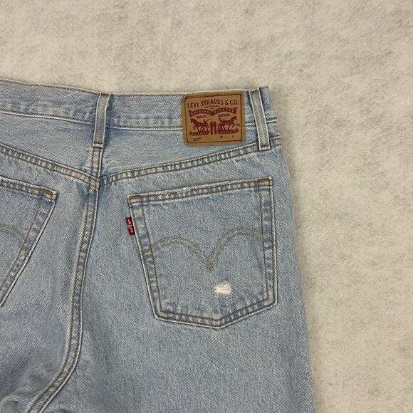 Levis 501 Jeans Womens 29X26 Blue High Rise Button Fly Crop Distressed Denim - Picture 13 of 14